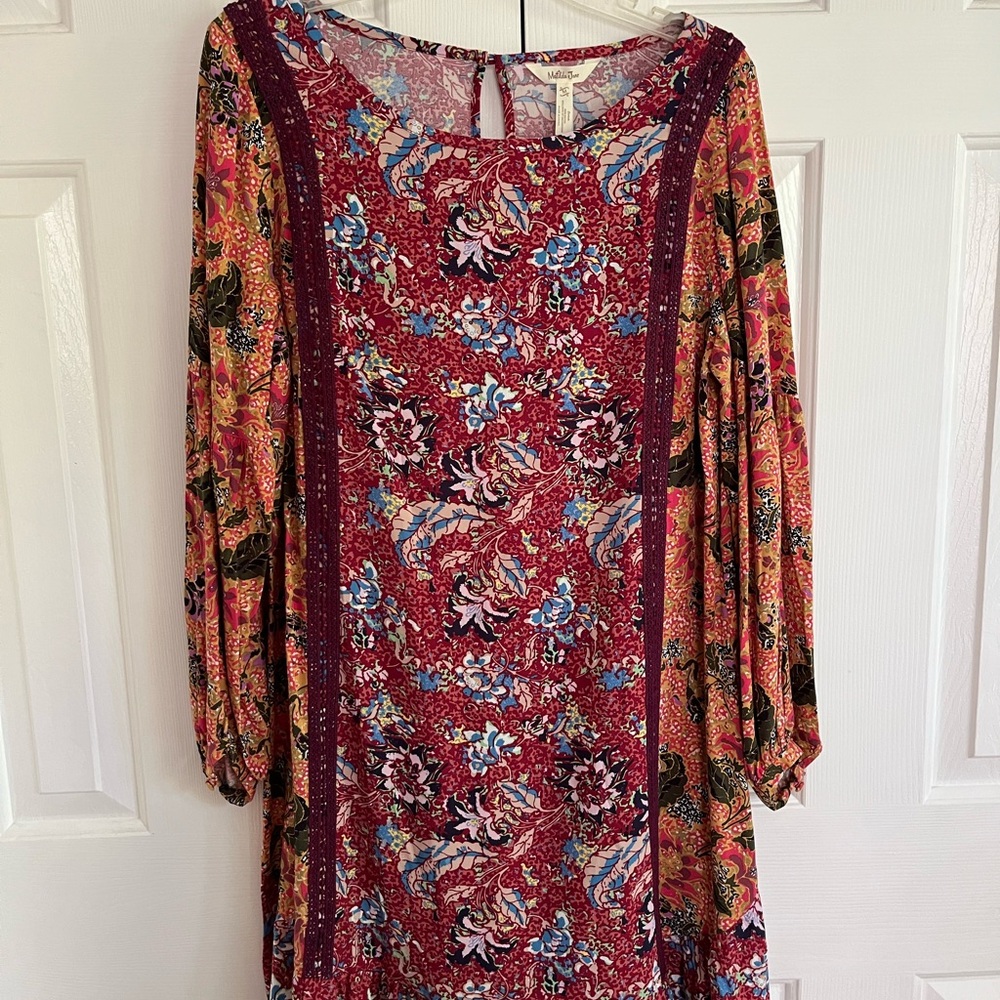 Matilda Jane Red and Blue Floral Long Sleeve Dress